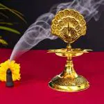 Denique Brass Kuthu Vilakku 1 Stemp Peacock Mahal Diya,Deepam Home and Office Decor