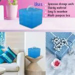 Blue 3 Layers 18 Grid Plastic Transparent Jewelry Storage Box Portable Jewelry Box