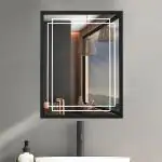 The Deqor LED Mirror Glass for Bathroom Wall | Decorative Mirror for Bedroom, Living Room, Hall, Makeup Room, Washbasin, Frame Led Mirror (18x24 Inch Rectangular) LEDFTL04