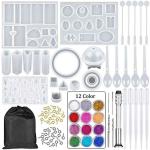 TREXEE 94 Pcs Resin Casting Mold Tools Kit | Silicone Mold Making Jewelry Pendant Mould Craft DIY | Set Silicone Molds for DIY Jewelry Pendant Craft Making Set Contains Resin Molds Tools