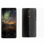 Kite Digital Nokia 6.1 (2018) Back Screen Protective Film Carbon Fiber Skin Transparent Screen Guard Sticker & Premium Tempered Glass Screen Protector
