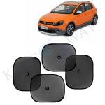 Kingsway Car Curtain Sticky Sun Shade Universal Use for Volkswagen Polo Cross, 2010 Onwards Model, Color : Black, Mesh, Pack of 4 Piece Car Sun Shades Blinds Cover