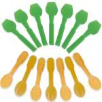Konfiz Multicolor Plastic Sundae Spoon And Belcha Spoon Combo Pack For Icecream (Pack Of 100)