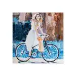 Random Printed Multicolor Riding Bicycle Canvas Painting