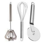 Oc9 Stainless Steel Mathani & Whisk & Pizza Cutter for Kitchen Tool Set
