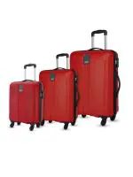 Safari Thorium Antiscratch 3 Pc Set 55, 65 & 77 Cms- Small, Medium & Large, Polycarbonate Hardsided 4 Wheels Luggage/ Trolley Bag/ Speed_Wheel Suitcase- Red