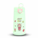 TSUMAB Cute Character Printed Glass Water Bottle for Kids | Double Layer Inner Glass Outer Plastic | 300 ML | Assorted Color | Box Packing
