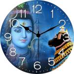 eKARTIK Shiva Printed Designer Wooden Wall Clock Without Glass for Home