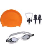The Morning Play Orange 1 Swimming Goggles, 1 Swim Cap, 1 Nose Clip, 2 Ear Plugs