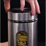 Home Stuffs Stainless Steel Kitchen Canister, Airtight Food Storage Jars with Lid, Visible Window Seasoning Cereal Container Organizer, Set of 3 (350 ml, 500 ml, 1000 ml)