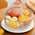 Kruvad Round Steam Basket, Air Fryer, Oven Steamer, Air Fryer Steamer Basket, Mesh Net Strainer Basket for Washing Fruits and Vegetables, Frying Momos, French Fry & Chips and Steam Momos & Eggs, Etc.