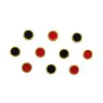 Comet Busters Red and Black Round With Gold Beads Border Bindi For Women