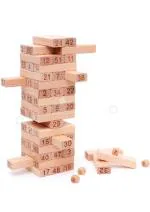 TOYS R US Wooden Tumbling Tower Building Blocks Numbers Puzzle 54 pcs Stacking Toys for Kids and Adults