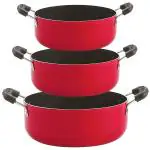 Nirlon 3 pcs of Red and Black Non-stick Chemical Free Kitchen Cooking Utensil Combo Set, Standard