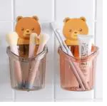 QinPin TEDDY BEAR TOOTH BRUSH HOLDER Plastic Toothbrush Holder (Multicolor, Wall Mount)