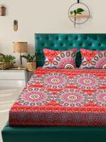 LiveWell 120TC Microfiber Double Bedsheet (215*220 Cm) with 2 Pillow Cover (42*65 Cm)|Jaipuri Printed )
