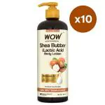 WOW Skin Science Shea Butter With Lactic Acid Body Lotion | Hydrates Very Dry Skin | Long Lasting 48 hrs Moisturization | Smoothens Rough, Flaky Skin | Calms Itchy Skin (Pack of 10)
