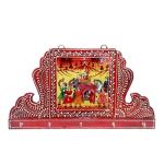 KREATIVE GARAGE Wooden Rajasthani King Five Key Stand For Home Decor Gift Item (Red) - Size: 14 X 2 X 8