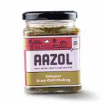 Aazol Kolhapuri Green Chilli Chutney - 200g (Pack of 1) | Made with Fresh Green Chilli, Coriander and Garlic | Hand-pounded in a Mortar Pestle | Tangy and Medium Spicy.