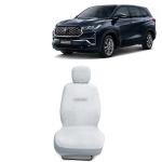 Kingsway Towel Fabric Car Seat Covers for Toyota Innova Hycross 7 Seater, 2023 Onwards Model, Material: 100% Cotton, Color : White, Complete Set of All Seats (Car Specific Front + Rear Seat Covers)