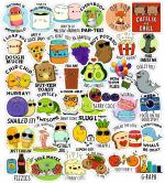 PIXELARTZ Funny Cute Cartoon Quotes Aesthtic DIY Vinyl Stickers for Laptop, Skateboard, Luggage, Snowboard, Refrigerator, Toys, Car, Bikes, Phones, Guitar (Multicolor)