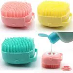 SELEMI Silicon Massage Bath Brush Hair Scalp, Bathing Brush For Cleaning Body, Silicone Bath Wash Scrubber Cleaner, Massager For Soap Dispenser, Bathing Tool, Men & Women, pack of 2