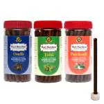 Hari Darshan Bamboo Less Dhoop Sticks Tulsi | Patchouli | Oudh | Long Lasting Fragrance for Daily Puja, Meditation (Pack of 3, 125g Each)