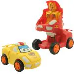 Humaira Mini Transformers Car Robot Friction Powered Push & Go Bump & Transformation Toy (Pack of 2)