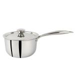 Platt Triton Tri-Ply Stainless Steel 16cm Sauce Pan with Stainless Steel lid, 2.5mm Thick, Silver (Gas and Induction Friendly)
