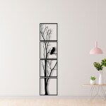 4 Pieces Vertical Tree Wall Art Panel Frame For Wall Decor in Black Color and Big Size