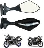 OBEROIS TRADERS R15 V4 / M Adjustable Rear View Dual Side Mirror with LED Turn Signal Indicator Bike Fairing Kit () Parts
