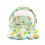 BUMTUM Cotton Teddy Girrafe Sea Blue Bedding Set With Mosquito Net and Head Pillow Zip Closure