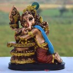 WELNO International Resin Ganesha Vinayagar Statue, Antique Finish Resin Ganesh Idol/Cute Hugging Shivling Statue Ganesha/Vinayaka- Copper Color