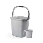 Nayasa Strong Plastic Rimmy Bucket Mug Bathroom Set of 2 for Kitchen & Bathroom (25 L Bucket + 1.5 L Mug , White)