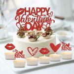 Festiko 25Pcs Happy Valentines Day Cake Topper And Valentines Day Cupcake Toppers Valentine Love Be Mine Cupcake Toppers Valentines Day Cake Decorations Cake Topper Valentines Day