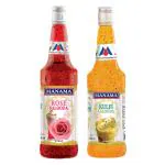 Manama Rose Falooda Syrup and Kulfi Falooda Syrup | 750ML Each | Mixer for Mocktails, Cocktails, Drinks, Juices, Beverages | Pack of 2