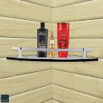 MOTIQO Premium Black Glass Bathroom Shelves Wall Mount Shower Corner Shelf with Rail Floating Glass Shelves for Bathroom Kitchen Livingroom