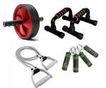 GYM INSANE home gym kit,Toning tube, Abs Wheel,Push Up Bar & Gripper workout set for men