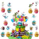 Zyozique Oggy & the Cockroaches Birthday Party Supplies Cartoon Theme Party Decoration Include Happy Birthday Cake Topper and Cupcake Topper Party Favors for Kids (Pack of 11)