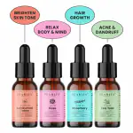 Pearlix Rose, Rosemary, Tea Tree Essential Oil & Kumkumadi Tailam 100% Pure & Natural | 10ml Each Pack Of 4 | For Face, Hair & Body | Fair Skin Tone, Hair Growth & Stress Relieves