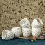 Crock Comforts - Handmade Ceramic Flower Chai Kullar/Kullad/Cups/Mugs/Kulladh - Set of 6(Microwave & Dishwasher Safe, CC- SF06)
