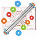 Wolblix Rolling Pin with Thickness Rings Adjustable Rolling Pin Stainless Steel Rolling Pin with Silicone Cake Pad for Baking Soft Candy, Pizza, Pastry, Pasta, Biscuit Baker Gift