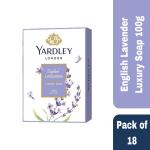 Yardley London English Lavender Luxury Soap, 100g - Pack of 18