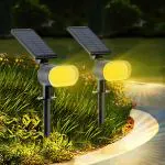 GIGAWATTS GW-223CW Solar Spotlight BIS Approved LED IP65 Waterproof Outdoor Smart Spot Lights with 5.5V Panel 1500mAh Battery Bluetooth App & Remote Control for Driveway Pathway Pool (1 Pc, WW/CW)