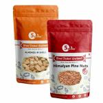 5 A Day Combo Pack of Almond With Paper Shell 500g and Himalayan Pine nuts 250g ,(750g)