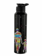 NIRLON Classic Flip UV Printed Single Wall Stainless Steel Sipper Cap Water Bottle 1000ml |Fridge Water Bottle| Office Bottle|Gym Bottle|School Bottle|Treking Bottle|Travel Bottle (Dad Design)