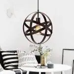 Homesake Industrial Pendant Light, Vintage Metal Spherical Lantern Chandelier Ceiling Light Fixture, Antique Copper Finish, E27 Filament Edison Retro Country Style (Spherical)