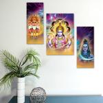 SURMUL Brahma,Vishnu,Mahesh,Gods Multicolor Rectangle Vinayle Laminated Self Adhesive Wall Sticker 18 inch (Pack of 3)