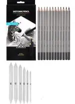 Pehrovin Ventures Sketching/Shading Combo With Sketching Graphite Pencils (Set Of 12) + Paper Stumps/Paper Tortillons/Paper Blenders For Blending/Smudging