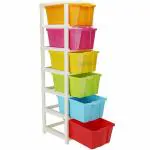 Joyful Studio 6 Xl(Extra large), Modular Drawer, Virgin Plastic for Home, Office, Parlor, School, Doctor, Home and Kids, Product Dimension when assembeled (31cmx39cmx98cm), Colour Multi color